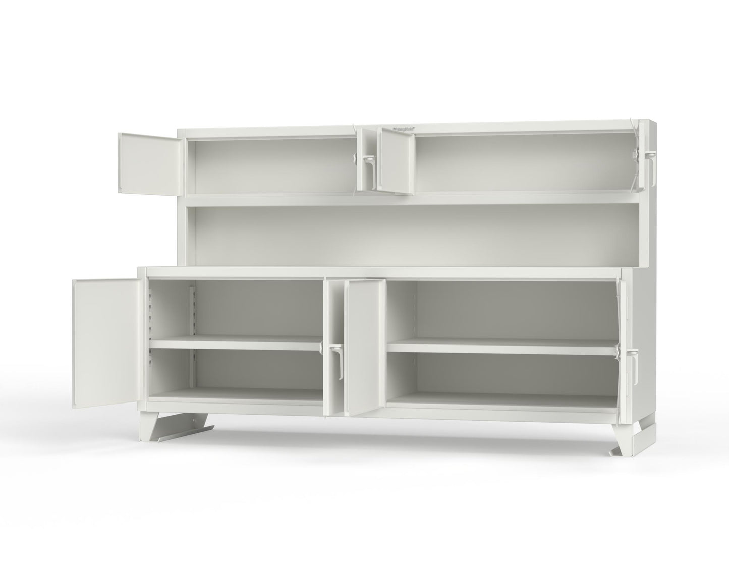 Extreme Duty 12 GA Workbench with Upper Storage Compartments, 1 Shelf - 96 In. W x 30 In. D x 62 In. H - 85-UC-301-7024 - 85-UC-301-9003