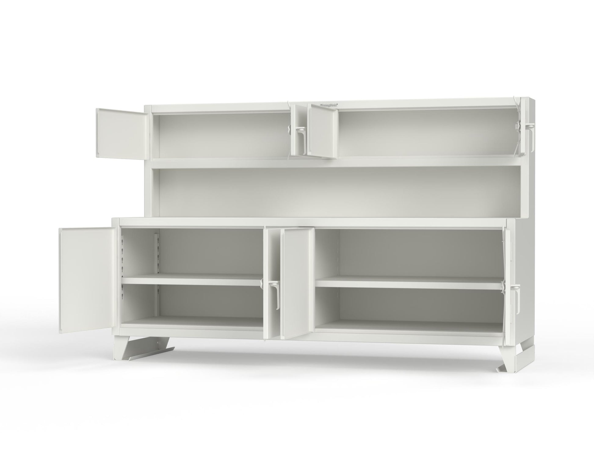 Extreme Duty 12 GA Workbench with Upper Storage Compartments, 1 Shelf - 96 In. W x 30 In. D x 62 In. H - 85-UC-301-7024 - 85-UC-301-9003