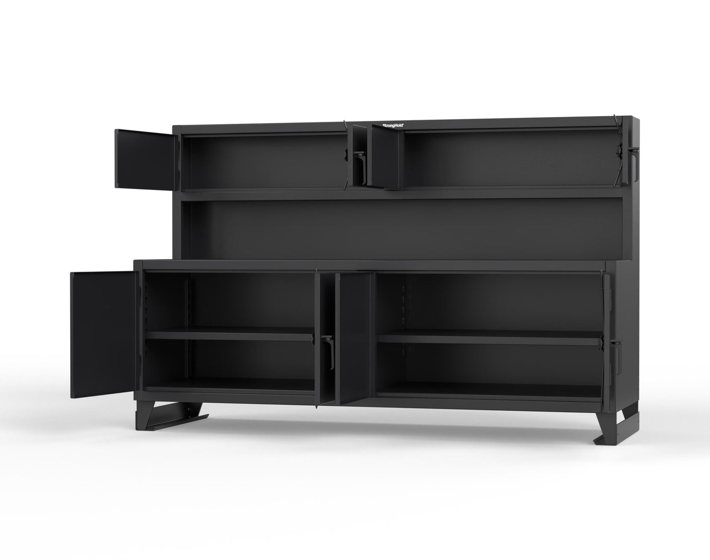 Extreme Duty 12 GA Workbench with Upper Storage Compartments, 1 Shelf - 96 In. W x 30 In. D x 62 In. H - 85-UC-301-7024 - 85-UC-301-9005