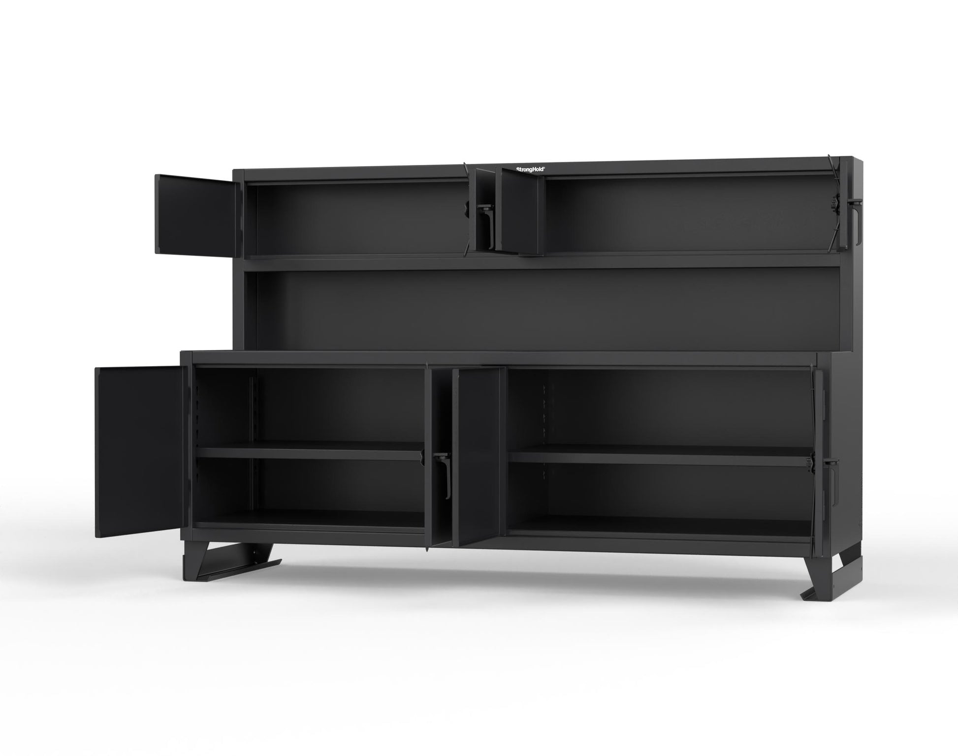 Extreme Duty 12 GA Workbench with Upper Storage Compartments, 1 Shelf - 96 In. W x 30 In. D x 62 In. H - 85-UC-301-7024 - 85-UC-301-9005