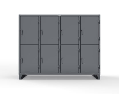Extreme Duty 12 GA Double-Tier Locker with 8 Compartments, 16 Shelves, Coat Hooks - 98 in. W x 24in. D x 78 in. H - 86-24-2TPL-7024