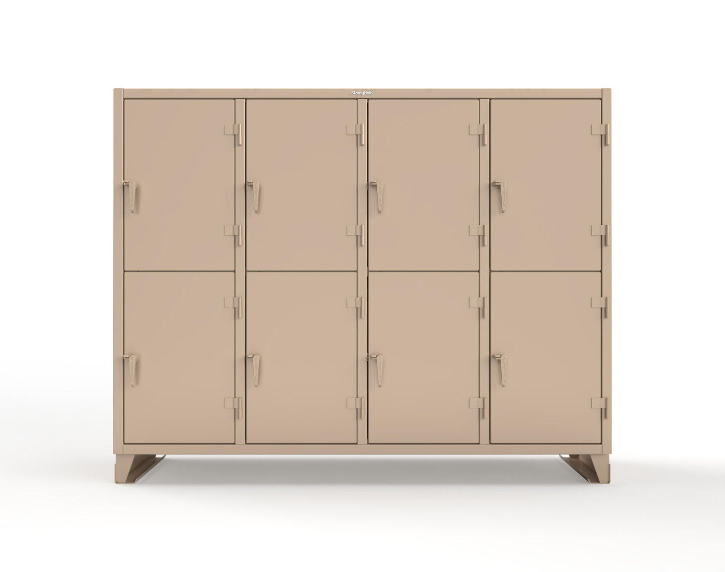 Extreme Duty 12 GA Double-Tier Locker with 8 Compartments, 16 Shelves, Coat Hooks - 98 in. W x 24in. D x 78 in. H - 86-24-2TPL-1019