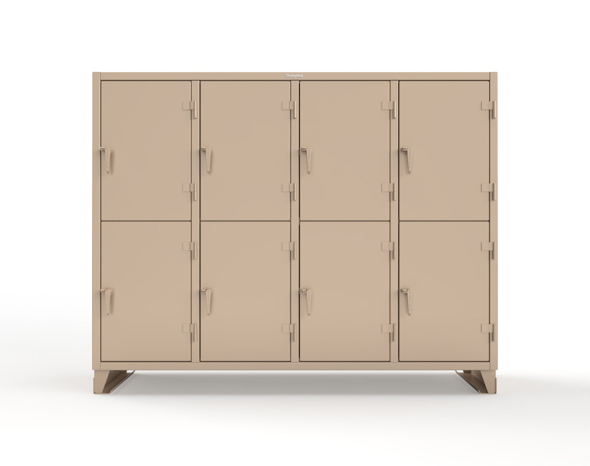 Extreme Duty 12 GA Double-Tier Locker with 8 Compartments, 16 Shelves, Coat Hooks - 98 in. W x 24in. D x 78 in. H - 86-24-2TPL-1019