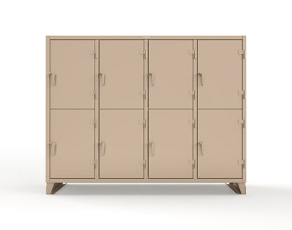 Extreme Duty 12 GA Double-Tier Locker with 8 Compartments, 16 Shelves, Coat Hooks - 98 in. W x 24in. D x 78 in. H - 86-24-2TPL-1019