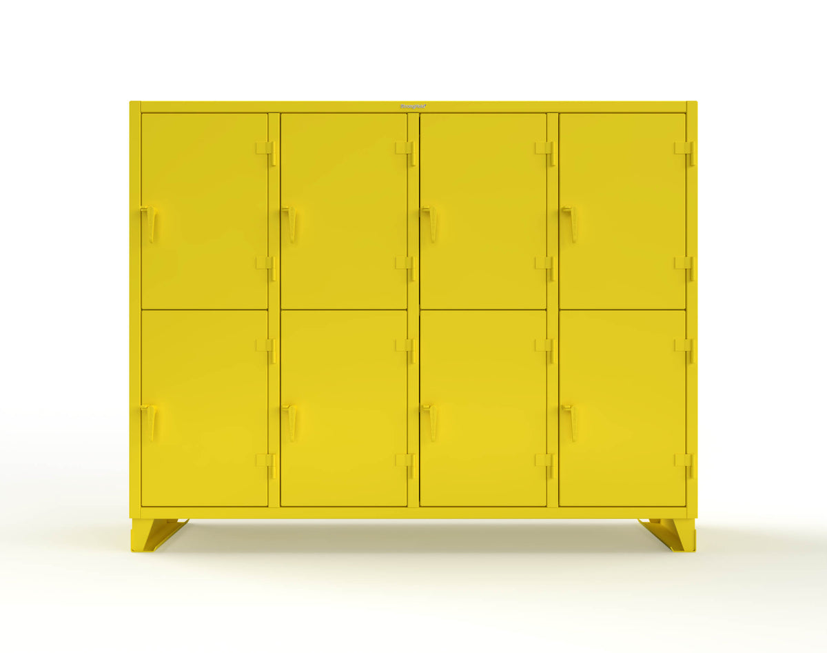 Extreme Duty 12 GA Double-Tier Locker with 8 Compartments, 16 Shelves, Coat Hooks - 98 in. W x 24in. D x 78 in. H - 86-24-2TPL-1023