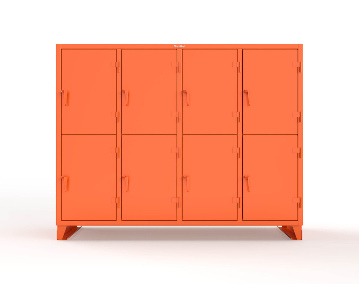 Extreme Duty 12 GA Double-Tier Locker with 8 Compartments, 16 Shelves, Coat Hooks - 98 in. W x 24in. D x 78 in. H - 86-24-2TPL-2004
