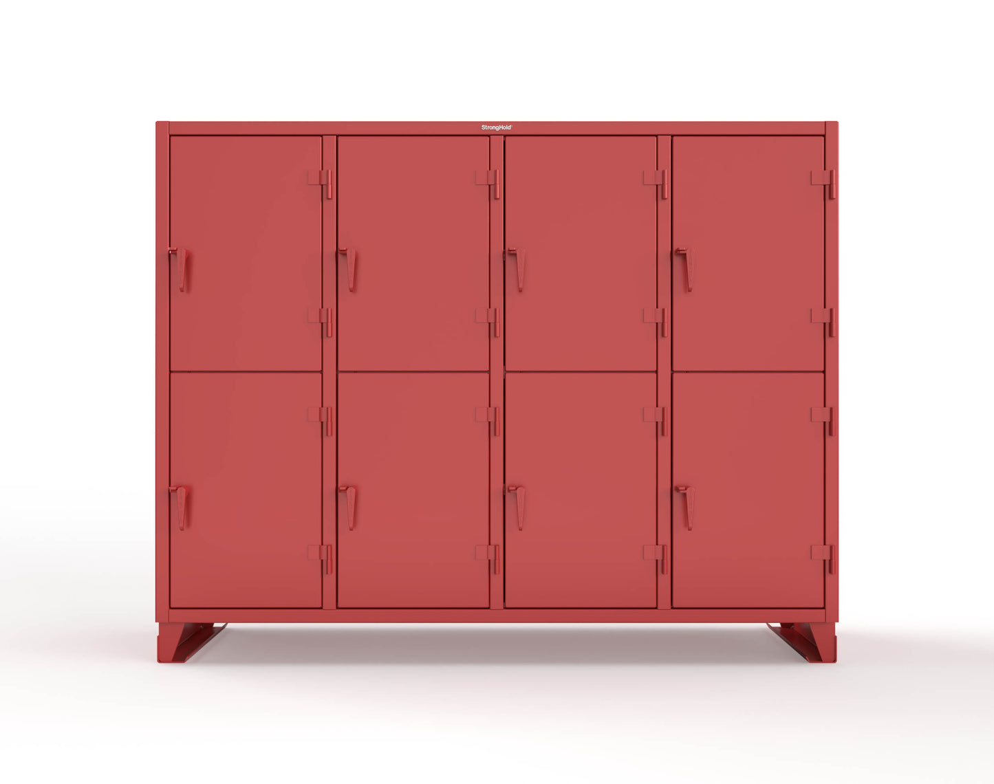 Extreme Duty 12 GA Double-Tier Locker with 8 Compartments, 16 Shelves, Coat Hooks - 98 in. W x 24in. D x 78 in. H - 86-24-2TPL-3001