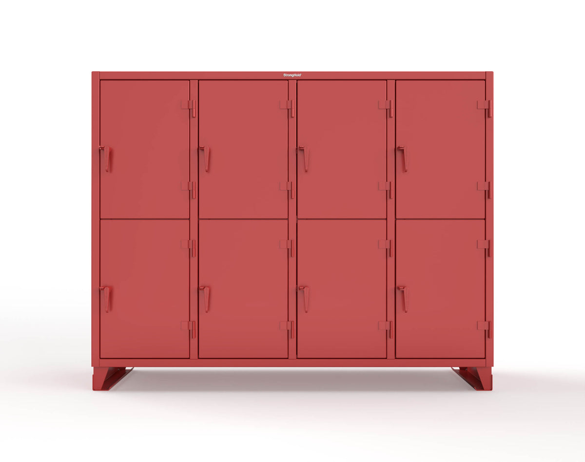 Extreme Duty 12 GA Double-Tier Locker with 8 Compartments, 16 Shelves, Coat Hooks - 98 in. W x 24in. D x 78 in. H - 86-24-2TPL-3001