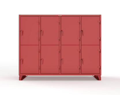 Extreme Duty 12 GA Double-Tier Locker with 8 Compartments, 16 Shelves, Coat Hooks - 98 in. W x 24in. D x 78 in. H - 86-24-2TPL-3001