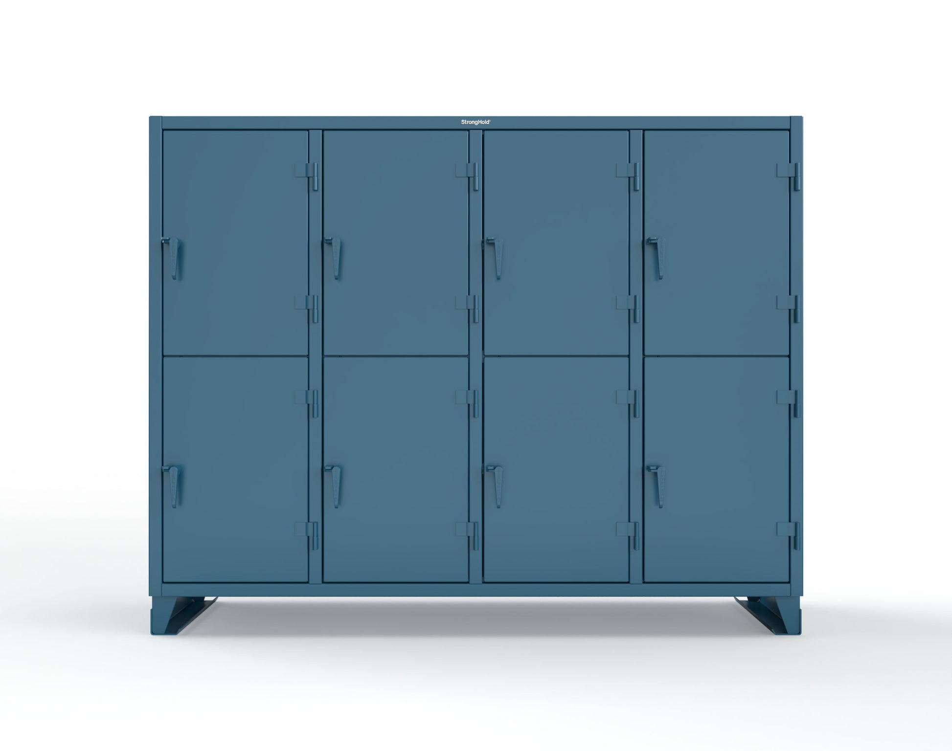Extreme Duty 12 GA Double-Tier Locker with 8 Compartments, 16 Shelves, Coat Hooks - 98 in. W x 24in. D x 78 in. H - 86-24-2TPL-5010