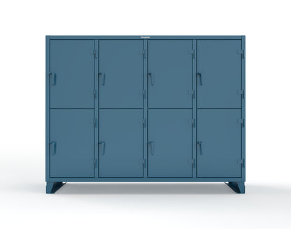 Extreme Duty 12 GA Double-Tier Locker with 8 Compartments, 16 Shelves, Coat Hooks - 98 in. W x 24in. D x 78 in. H - 86-24-2TPL-5010