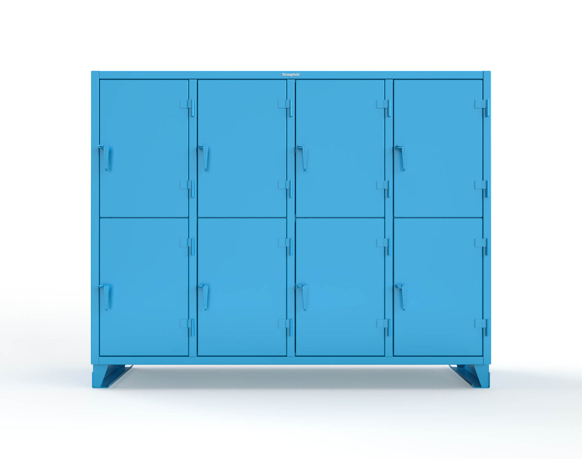 Extreme Duty 12 GA Double-Tier Locker with 8 Compartments, 16 Shelves, Coat Hooks - 98 in. W x 24in. D x 78 in. H - 86-24-2TPL-5012
