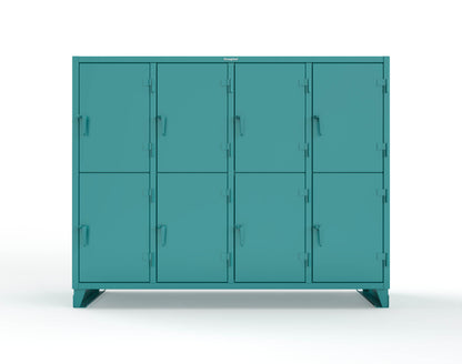 Extreme Duty 12 GA Double-Tier Locker with 8 Compartments, 16 Shelves, Coat Hooks - 98 in. W x 24in. D x 78 in. H - 86-24-2TPL-5021