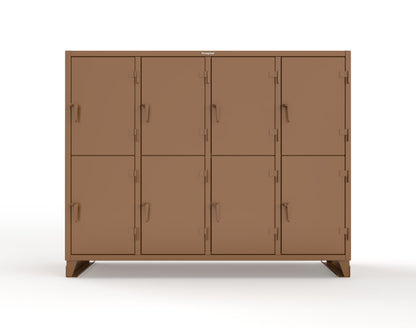 Extreme Duty 12 GA Double-Tier Locker with 8 Compartments, 16 Shelves, Coat Hooks - 98 in. W x 24in. D x 78 in. H - 86-24-2TPL-8025