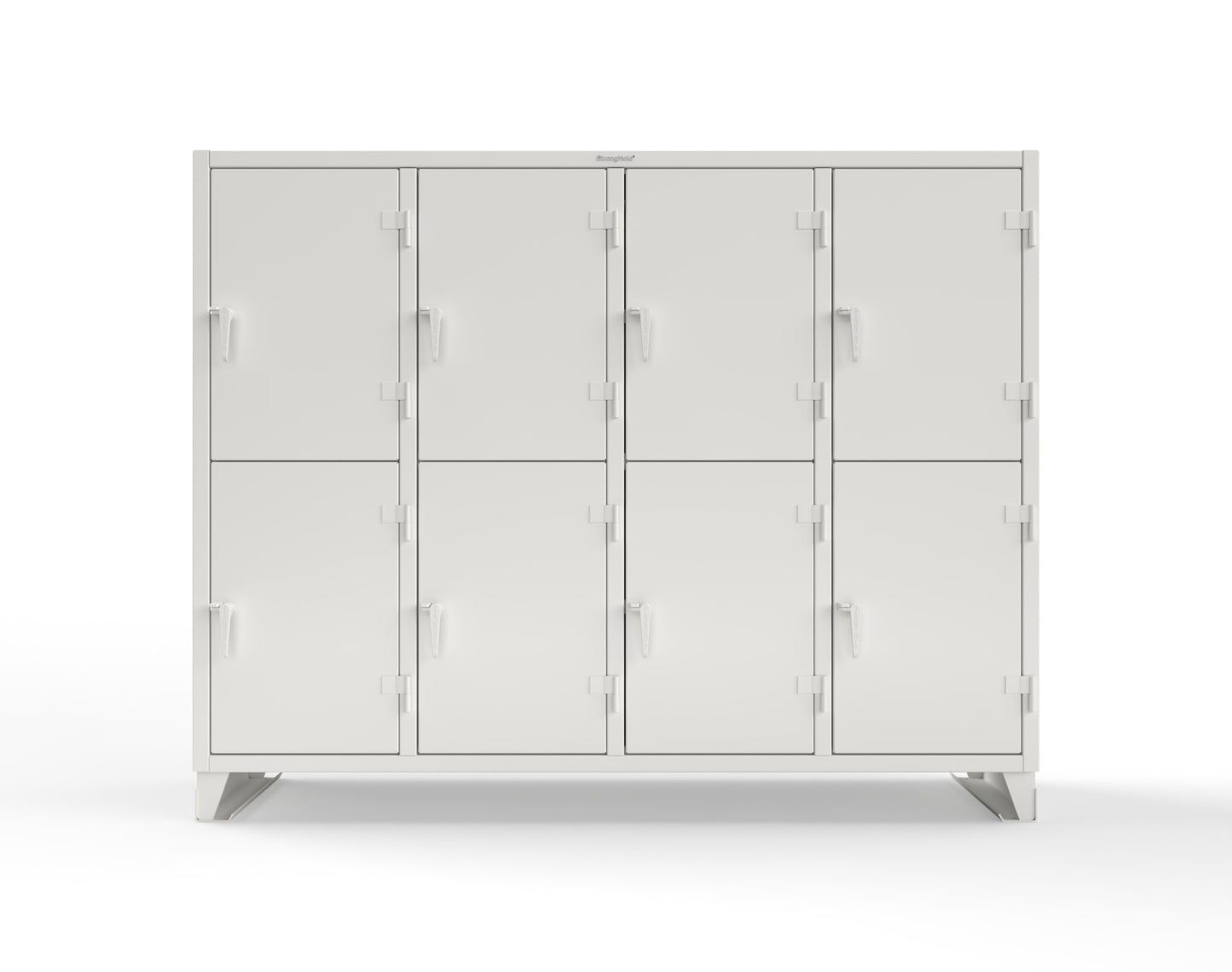 Extreme Duty 12 GA Double-Tier Locker with 8 Compartments, 16 Shelves, Coat Hooks - 98 in. W x 24in. D x 78 in. H - 86-24-2TPL-9003
