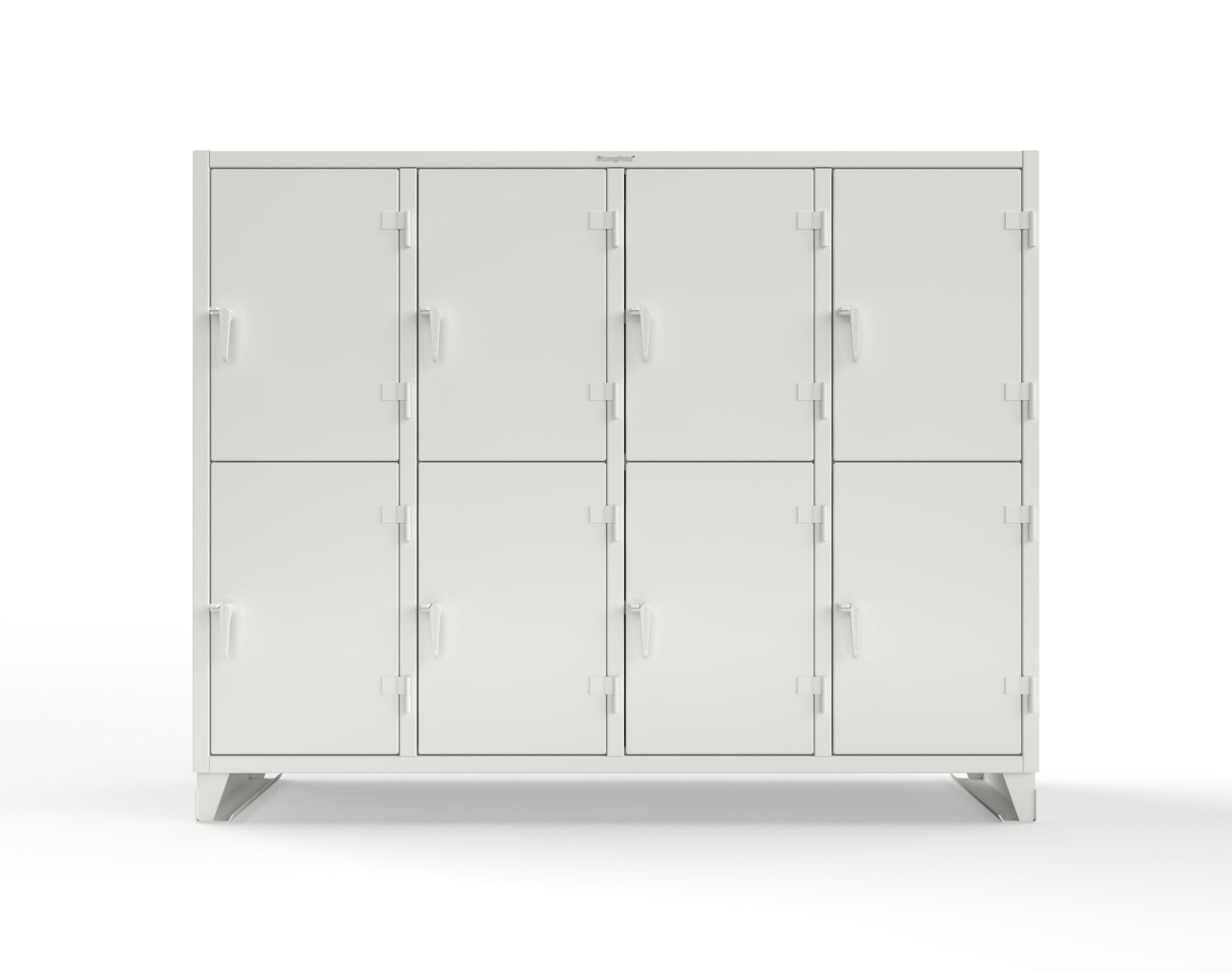 Extreme Duty 12 GA Double-Tier Locker with 8 Compartments, 16 Shelves, Coat Hooks - 98 in. W x 24in. D x 78 in. H - 86-24-2TPL-9003