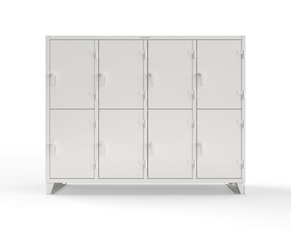 Extreme Duty 12 GA Double-Tier Locker with 8 Compartments, 16 Shelves, Coat Hooks - 98 in. W x 24in. D x 78 in. H - 86-24-2TPL-9003
