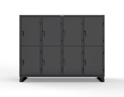 Extreme Duty 12 GA Double-Tier Locker with 8 Compartments, 16 Shelves, Coat Hooks - 98 in. W x 24in. D x 78 in. H - 86-24-2TPL-9005