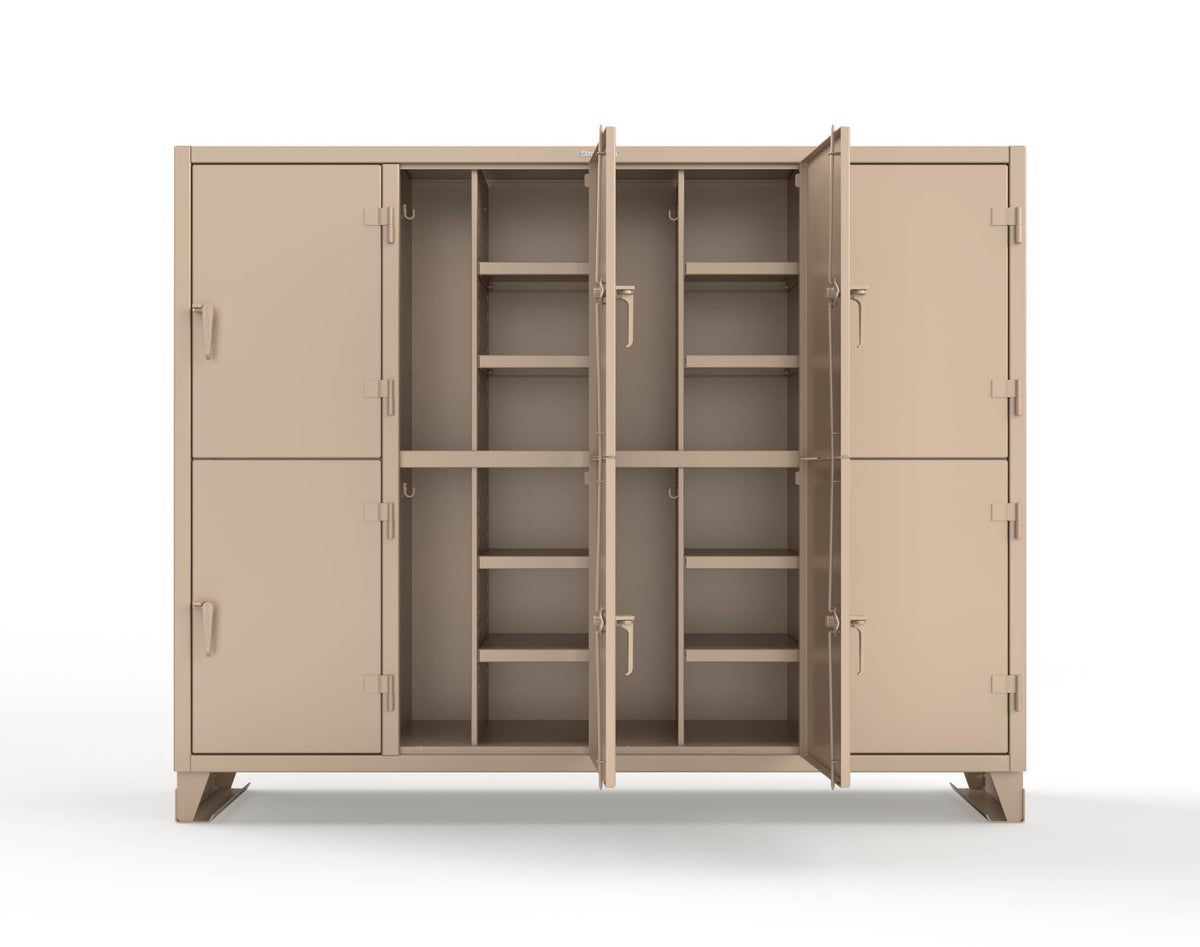 Extreme Duty 12 GA Double-Tier Locker with 8 Compartments, 16 Shelves, Coat Hooks - 98 in. W x 24in. D x 78 in. H - 86-24-2TPL-1019