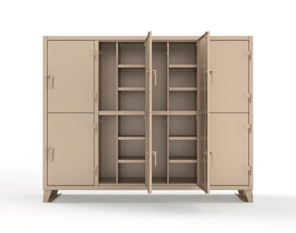 Extreme Duty 12 GA Double-Tier Locker with 8 Compartments, 16 Shelves, Coat Hooks - 98 in. W x 24in. D x 78 in. H - 86-24-2TPL-1019
