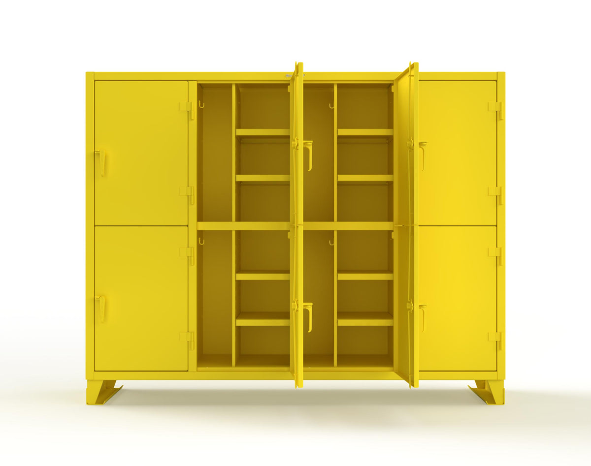 Extreme Duty 12 GA Double-Tier Locker with 8 Compartments, 16 Shelves, Coat Hooks - 98 in. W x 24in. D x 78 in. H - 86-24-2TPL-1023