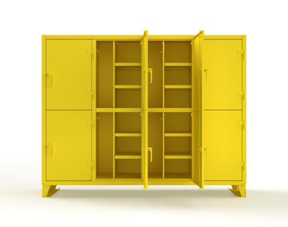 Extreme Duty 12 GA Double-Tier Locker with 8 Compartments, 16 Shelves, Coat Hooks - 98 in. W x 24in. D x 78 in. H - 86-24-2TPL-1023