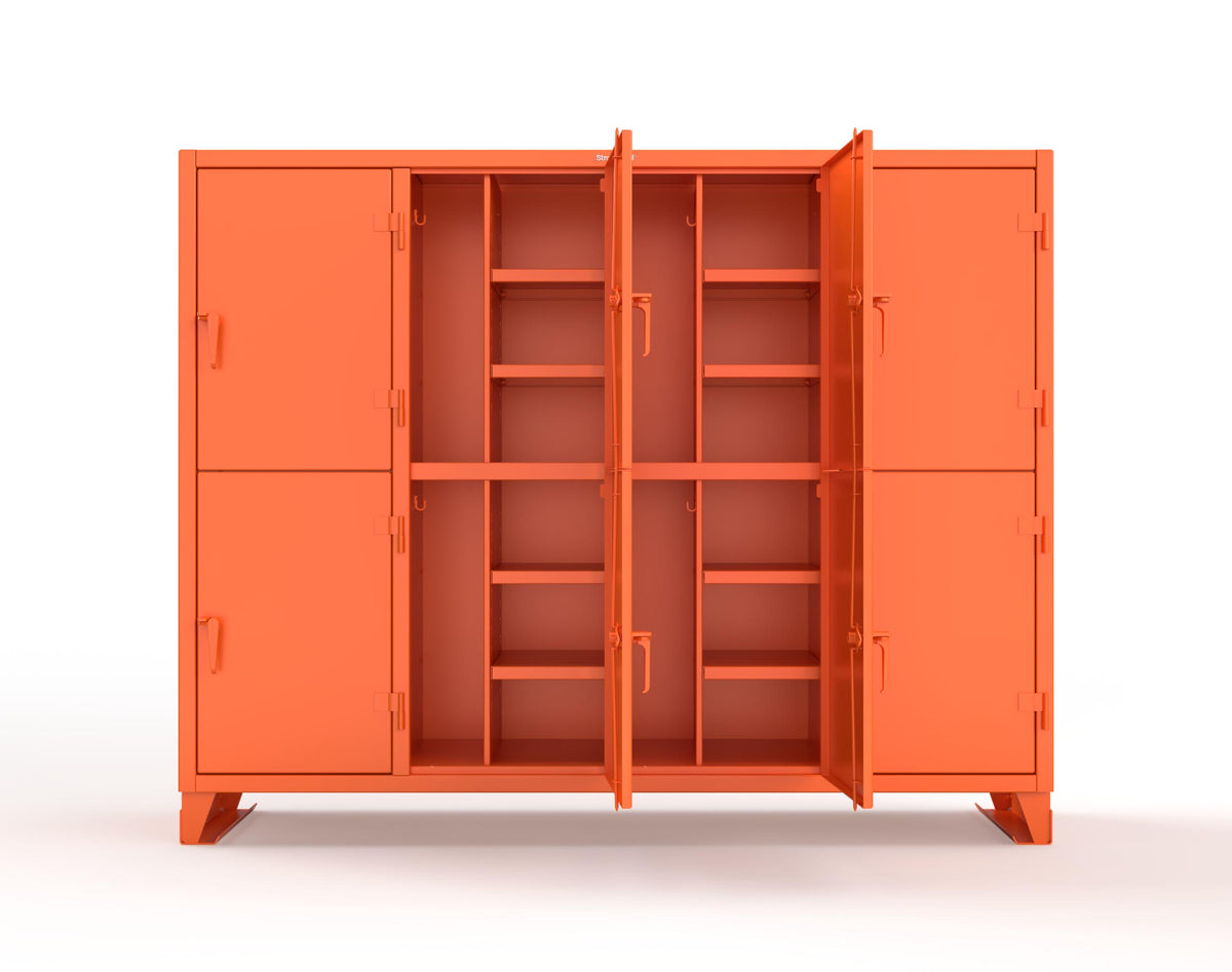 Extreme Duty 12 GA Double-Tier Locker with 8 Compartments, 16 Shelves, Coat Hooks - 98 in. W x 24in. D x 78 in. H - 86-24-2TPL-2004