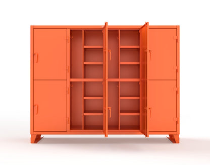 Extreme Duty 12 GA Double-Tier Locker with 8 Compartments, 16 Shelves, Coat Hooks - 98 in. W x 24in. D x 78 in. H - 86-24-2TPL-2004