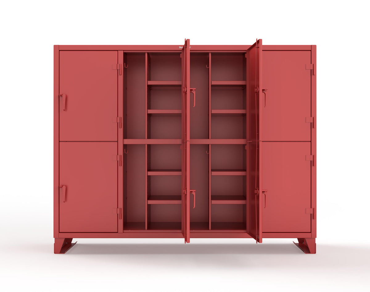 Extreme Duty 12 GA Double-Tier Locker with 8 Compartments, 16 Shelves, Coat Hooks - 98 in. W x 24in. D x 78 in. H - 86-24-2TPL-3001