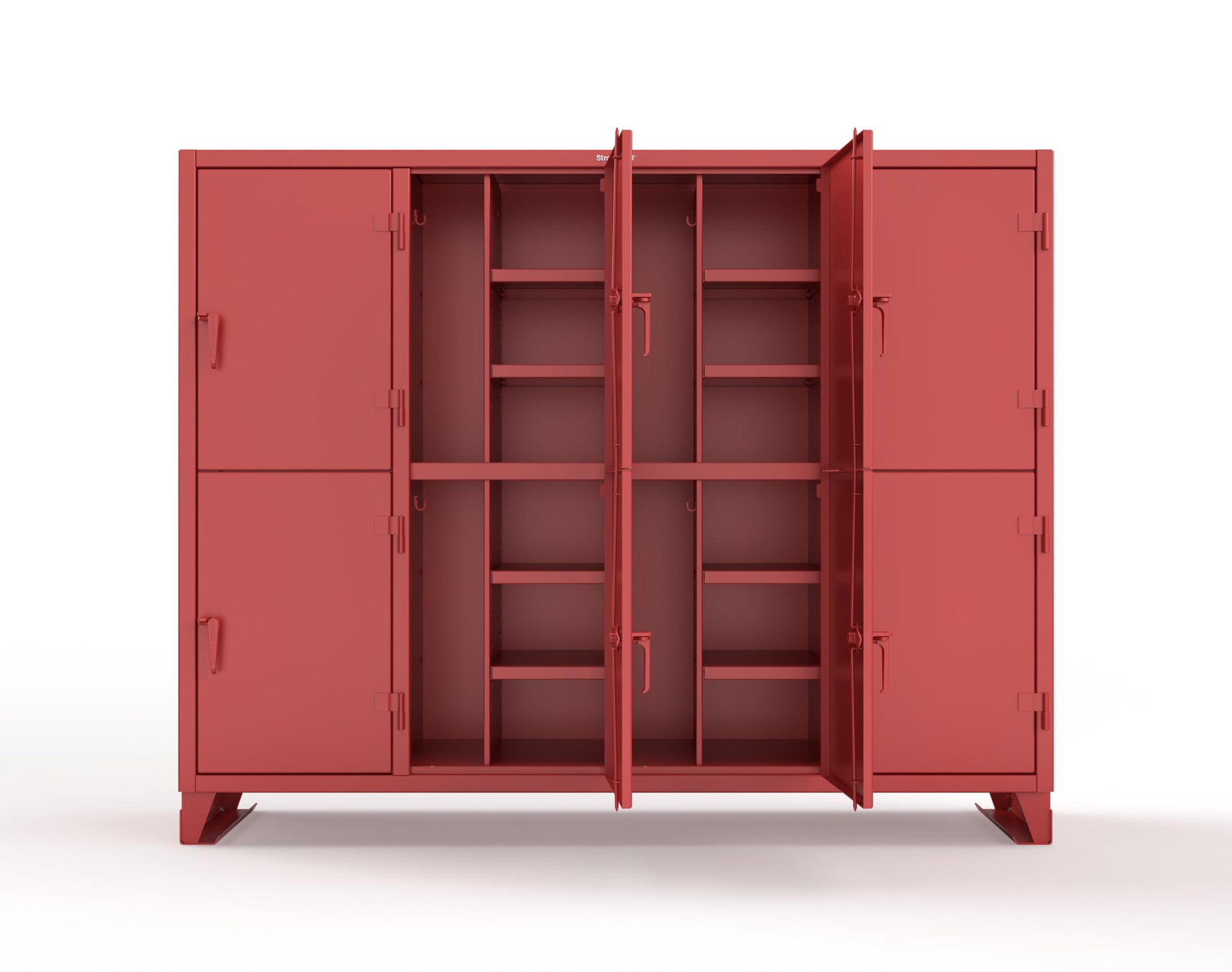 Extreme Duty 12 GA Double-Tier Locker with 8 Compartments, 16 Shelves, Coat Hooks - 98 in. W x 24in. D x 78 in. H - 86-24-2TPL-3001