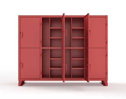 Extreme Duty 12 GA Double-Tier Locker with 8 Compartments, 16 Shelves, Coat Hooks - 98 in. W x 24in. D x 78 in. H - 86-24-2TPL-3001