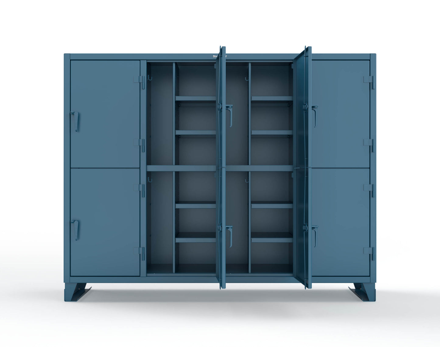 Extreme Duty 12 GA Double-Tier Locker with 8 Compartments, 16 Shelves, Coat Hooks - 98 in. W x 24in. D x 78 in. H - 86-24-2TPL-5010