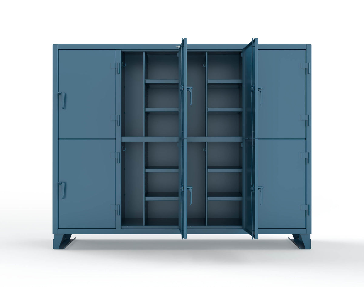 Extreme Duty 12 GA Double-Tier Locker with 8 Compartments, 16 Shelves, Coat Hooks - 98 in. W x 24in. D x 78 in. H - 86-24-2TPL-5010