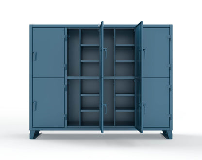 Extreme Duty 12 GA Double-Tier Locker with 8 Compartments, 16 Shelves, Coat Hooks - 98 in. W x 24in. D x 78 in. H - 86-24-2TPL-5010