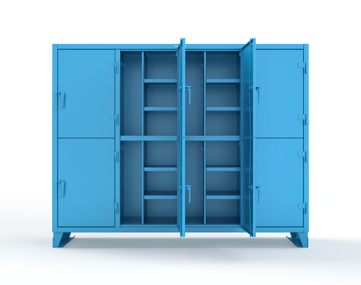 Extreme Duty 12 GA Double-Tier Locker with 8 Compartments, 16 Shelves, Coat Hooks - 98 in. W x 24in. D x 78 in. H - 86-24-2TPL-5012