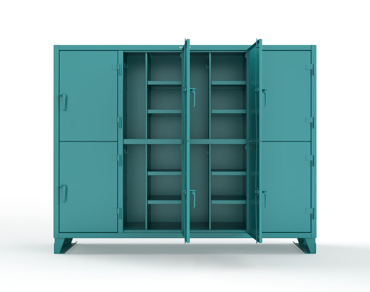 Extreme Duty 12 GA Double-Tier Locker with 8 Compartments, 16 Shelves, Coat Hooks - 98 in. W x 24in. D x 78 in. H - 86-24-2TPL-5021