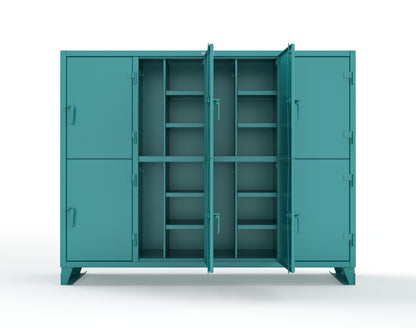 Extreme Duty 12 GA Double-Tier Locker with 8 Compartments, 16 Shelves, Coat Hooks - 98 in. W x 24in. D x 78 in. H - 86-24-2TPL-5021