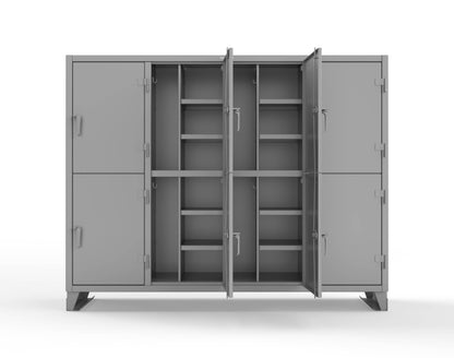 Extreme Duty 12 GA Double-Tier Locker with 8 Compartments, 16 Shelves, Coat Hooks - 98 in. W x 24in. D x 78 in. H - 86-24-2TPL-7037