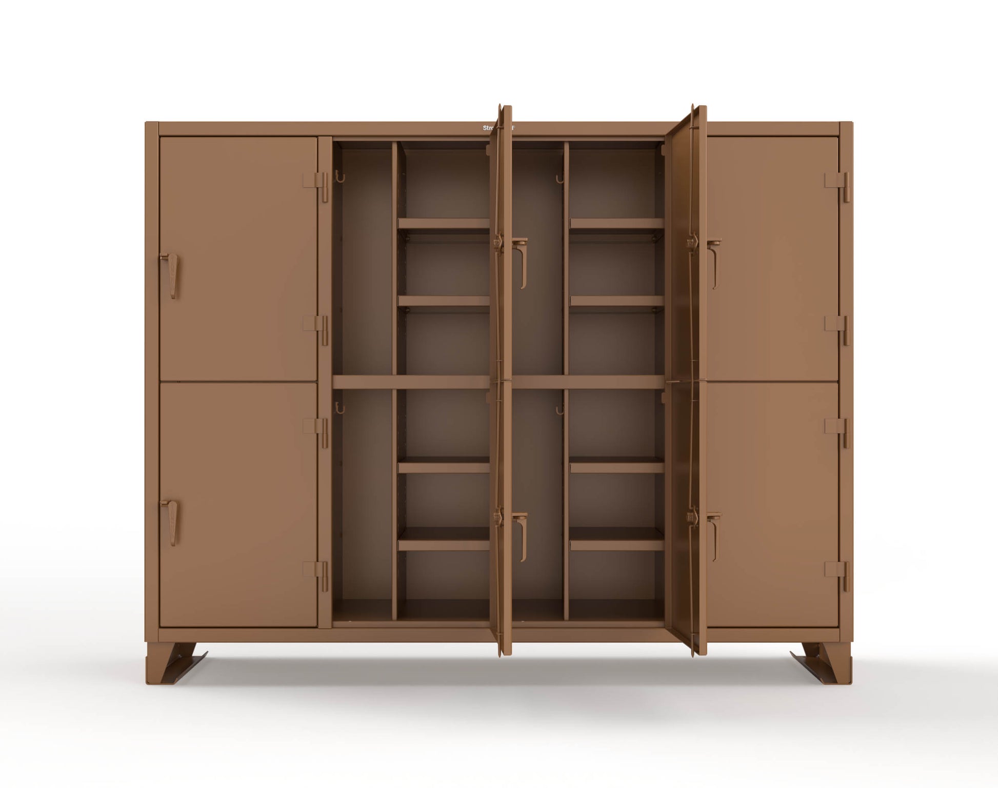 Extreme Duty 12 GA Double-Tier Locker with 8 Compartments, 16 Shelves, Coat Hooks - 98 in. W x 24in. D x 78 in. H - 86-24-2TPL-8025