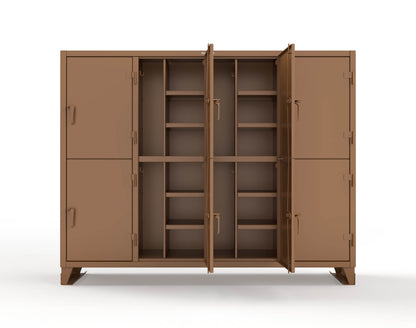 Extreme Duty 12 GA Double-Tier Locker with 8 Compartments, 16 Shelves, Coat Hooks - 98 in. W x 24in. D x 78 in. H - 86-24-2TPL-8025
