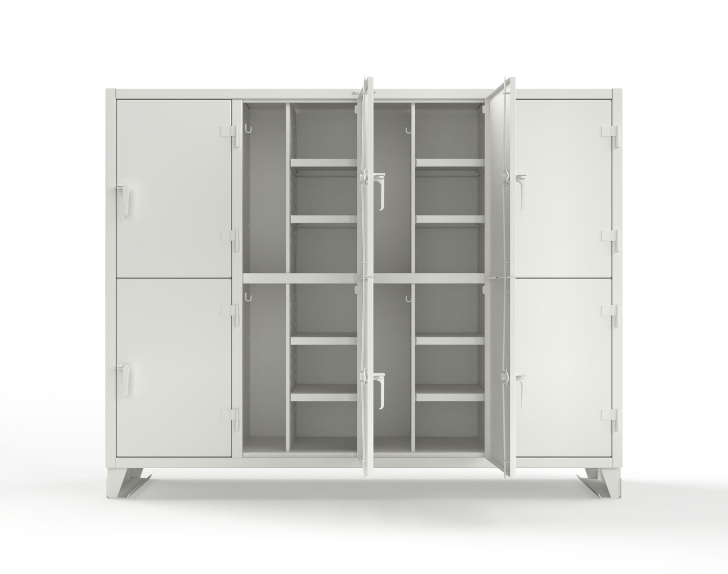 Extreme Duty 12 GA Double-Tier Locker with 8 Compartments, 16 Shelves, Coat Hooks - 98 in. W x 24in. D x 78 in. H - 86-24-2TPL-9003