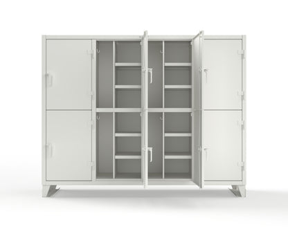 Extreme Duty 12 GA Double-Tier Locker with 8 Compartments, 16 Shelves, Coat Hooks - 98 in. W x 24in. D x 78 in. H - 86-24-2TPL-9003