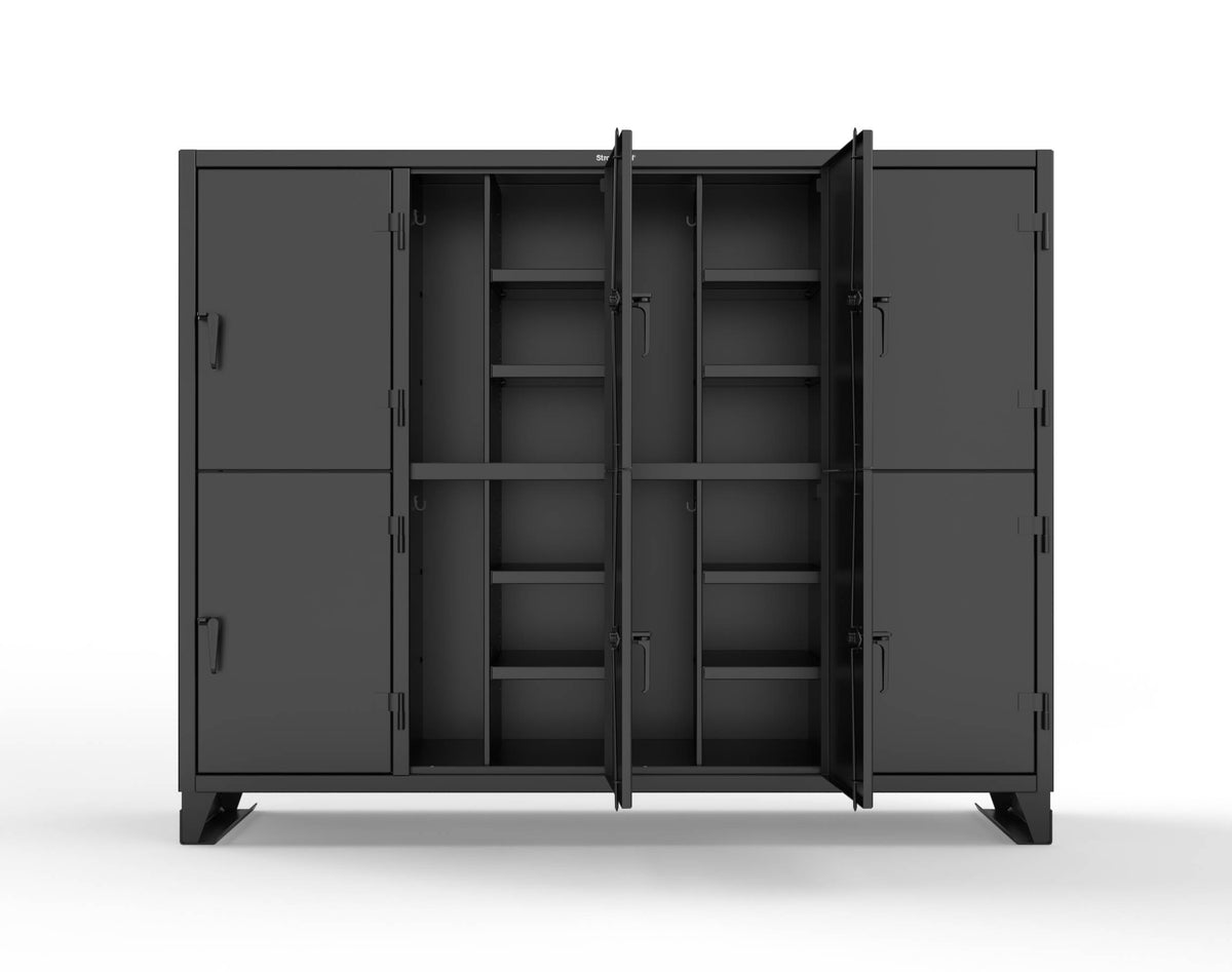 Extreme Duty 12 GA Double-Tier Locker with 8 Compartments, 16 Shelves, Coat Hooks - 98 in. W x 24in. D x 78 in. H - 86-24-2TPL-9005