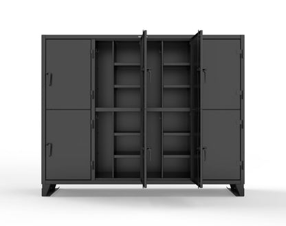Extreme Duty 12 GA Double-Tier Locker with 8 Compartments, 16 Shelves, Coat Hooks - 98 in. W x 24in. D x 78 in. H - 86-24-2TPL-9005