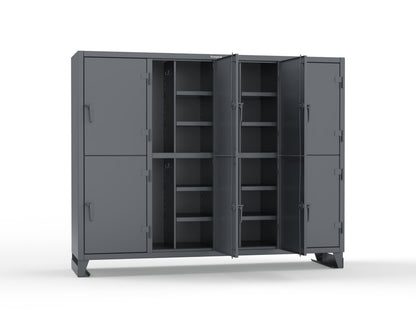 Extreme Duty 12 GA Double-Tier Locker with 8 Compartments, 16 Shelves, Coat Hooks - 98 in. W x 24in. D x 78 in. H - 86-24-2TPL-7024
