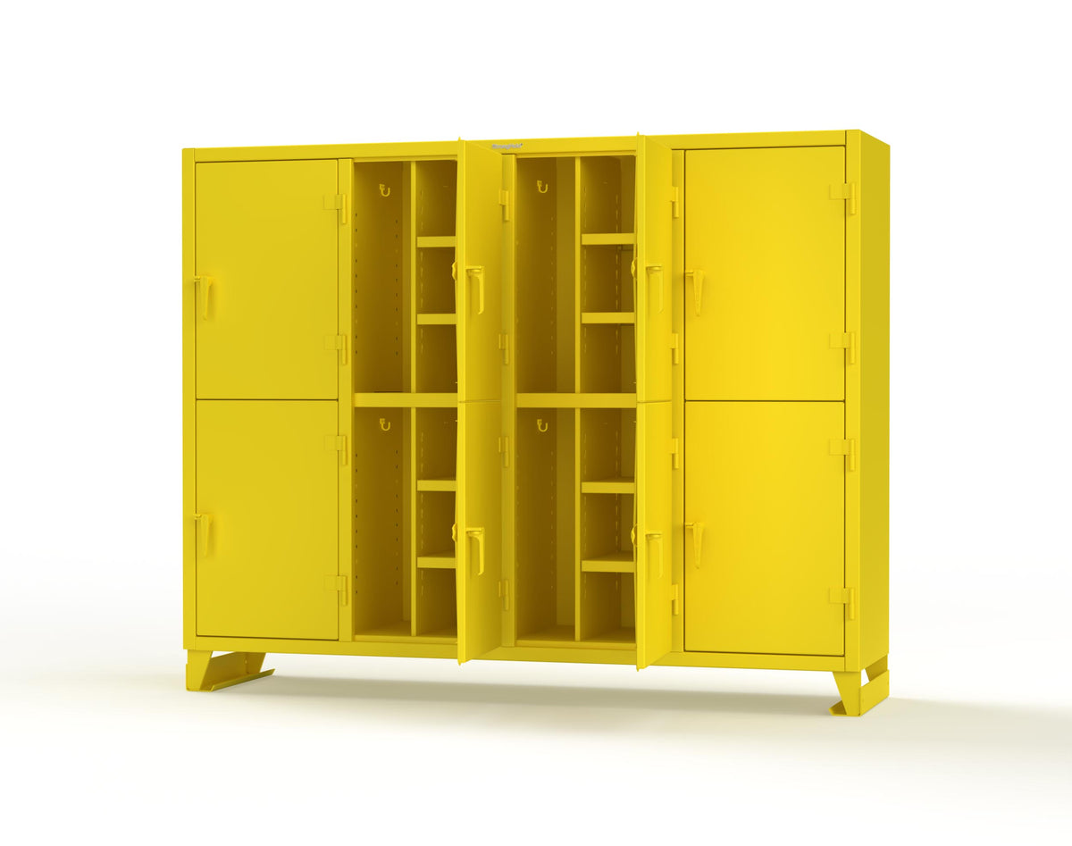 Extreme Duty 12 GA Double-Tier Locker with 8 Compartments, 16 Shelves, Coat Hooks - 98 in. W x 24in. D x 78 in. H - 86-24-2TPL-1023