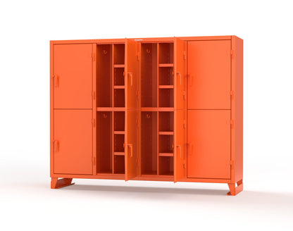 Extreme Duty 12 GA Double-Tier Locker with 8 Compartments, 16 Shelves, Coat Hooks - 98 in. W x 24in. D x 78 in. H - 86-24-2TPL-2004