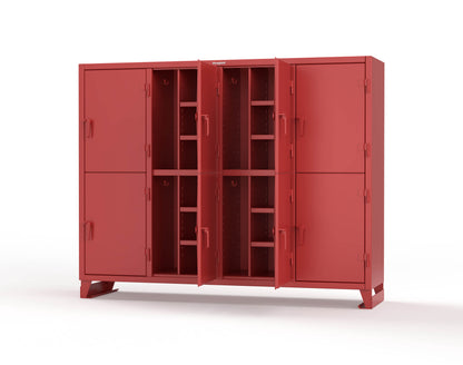 Extreme Duty 12 GA Double-Tier Locker with 8 Compartments, 16 Shelves, Coat Hooks - 98 in. W x 24in. D x 78 in. H - 86-24-2TPL-3001