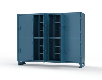 Extreme Duty 12 GA Double-Tier Locker with 8 Compartments, 16 Shelves, Coat Hooks - 98 in. W x 24in. D x 78 in. H - 86-24-2TPL-5010