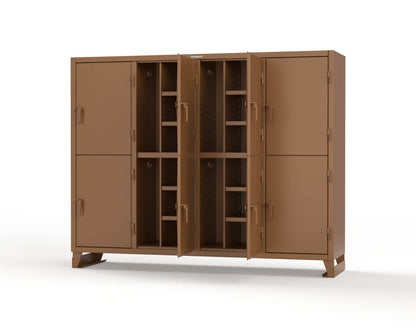 Extreme Duty 12 GA Double-Tier Locker with 8 Compartments, 16 Shelves, Coat Hooks - 98 in. W x 24in. D x 78 in. H - 86-24-2TPL-8025